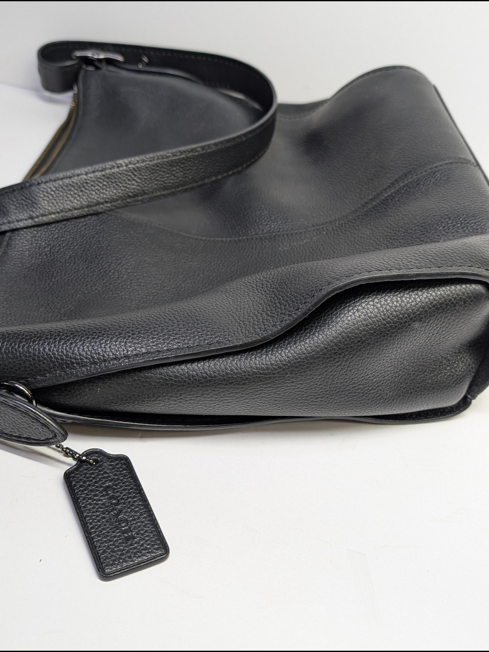Coach 21378 Black Pebbled Leather Dufflette Crossbody Shoulder Bag Purse - Picture 7 of 11